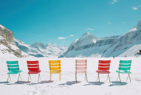 Woman travel winter snow alpine mountains natureの素材