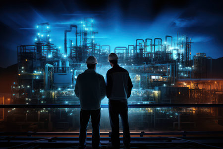 Oil man engineer chemical technology factory refinery gas power background industrial man plant energy constructionの素材