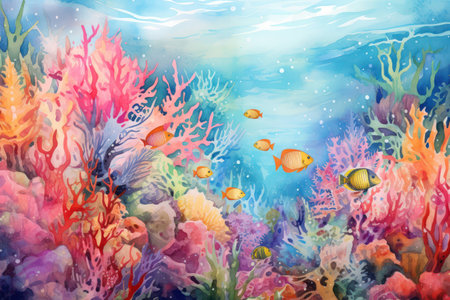 Reef fish coral animal tropical ocean background water underwater sea blue natureの素材