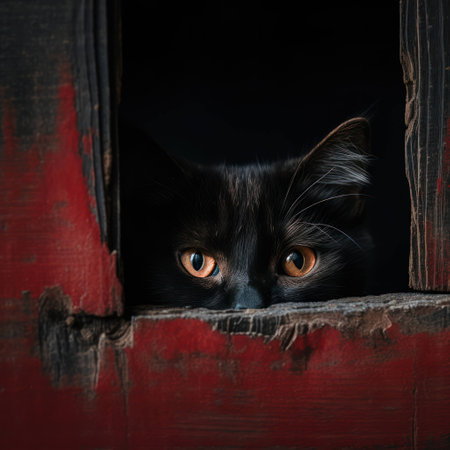 Background hide pretty looking afraid mammal pet furry watching eye faceの素材