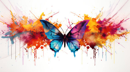 Art spring background butterfly design background beauty watercolor summer illustration nature colorfulの素材