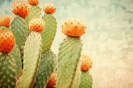 Summer leaf cactus plant green background natureの素材