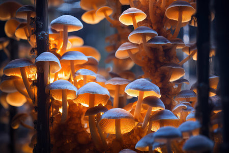 Moss autumn plant background fungus forest fungi green nature macro toadstool mushroom closeupの素材