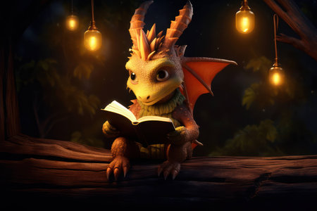 Tale cute dragon background creature fantasy black book illustration animal background old artの素材
