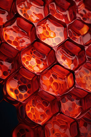 Cell honeycomb light technology geometric design textured shape pattern backgrounds macro hexagon abstractの素材