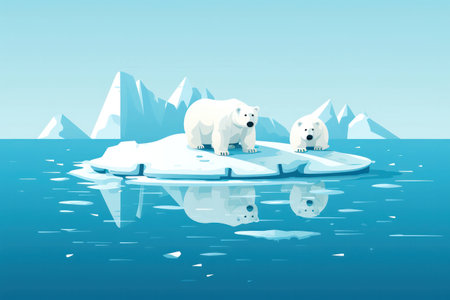 Polar water animal ice background bear north sea winter nature arctic snowの素材