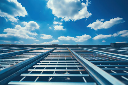 Design light construction modern interior blue roof building steel sky background background architecturalの素材