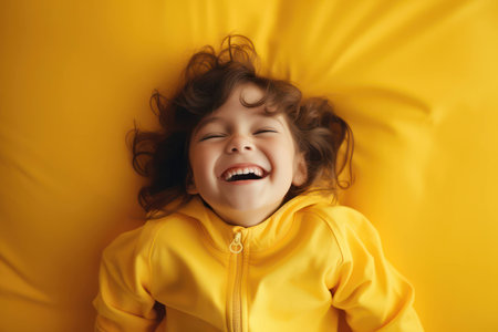 Childhood girl bed little cute personの素材