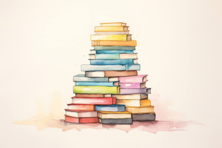 Stack knowledge literature library education background background read paper school university booksの素材