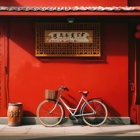 Bike town architecture city wheel transportation travel background old bicycle cycle house streetの素材