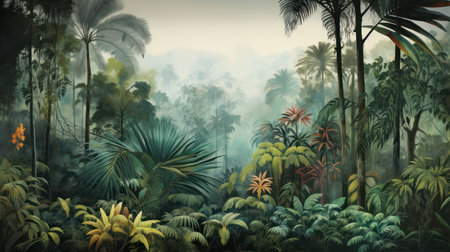 Nature rainforest forest green background environment beauty jungle tropics trees background plant foliage landscapeの素材