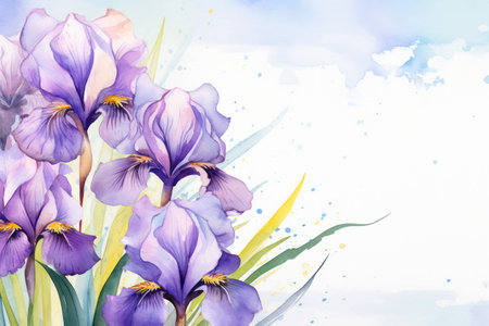 Spring blossom background summer plant nature leaf illustration floral flower background purple design watercolorの素材