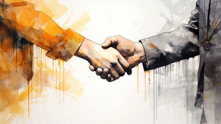 Shake person background greeting teamwork success hands businessmen background partnership deal cooperation handshake business menの素材