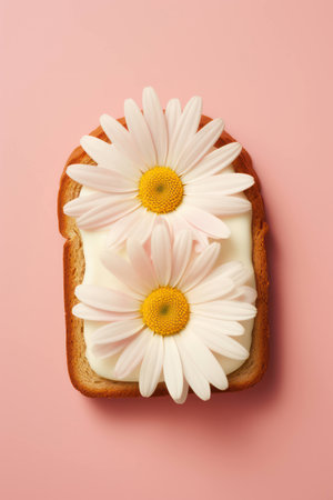 Spring background tasty white food nature breakfast fresh flower background bread snack floralの素材