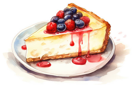 Food cream cheese slice background white fresh fruit cake dessert cheesecake sweet redの素材