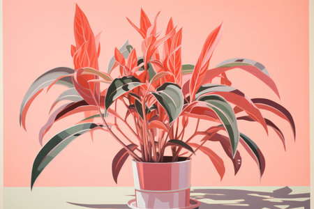 Nature leaves interior green gardening houseplant flower pot tropical plant botany background decorativeの素材