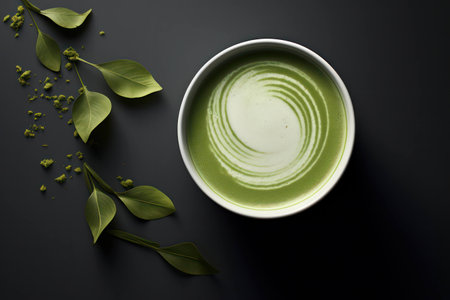 Organic drink tea matcha green japanese backgroundの素材