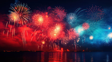 Water light colors explosion background happy fire celebrate festival holiday nightの素材