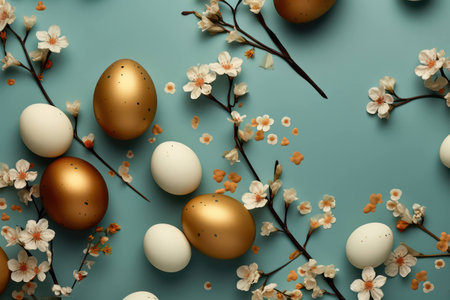 Background celebration background nature holiday egg easter spring decorated blue white conceptの素材