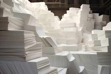 Stack plasterboard wall storage construction sheet industrial background business warehouse paperの素材