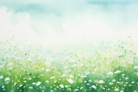 Nature flower grass season field spring sky summer background green meadow backgroundの素材