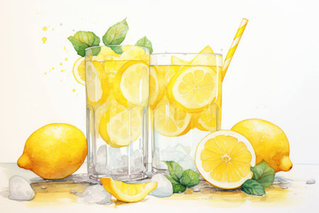 Lemonade fruit cocktail lemon background drinkの素材