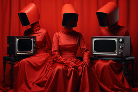 Woman beauty background art person portrait female background face dark party red fashion womanの素材