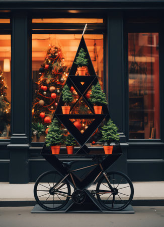 Travel europe winter tree christmas town street holidays decoration night celebrationの素材