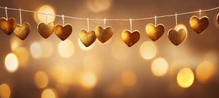 The Love Heart: A Romantic Valentines Day Celebration on a Red Background with Bokeh Lights and Vintage Wooden Cardの素材