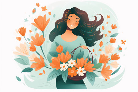 Beauty women female fashion women portrait face cartoon background illustration lady cuteの素材