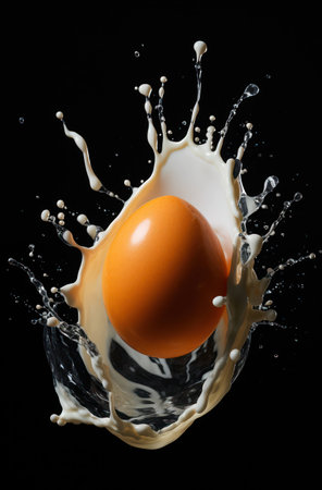 Eggshell protein brown egg food fresh raw chicken yellow background ingredient white yolkの素材