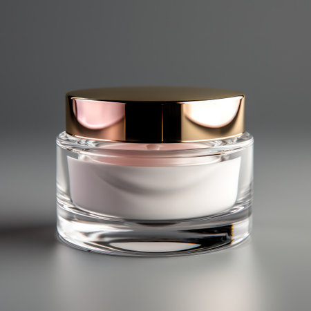 Clean Beauty: Cream Cosmetics Jar, White Lotion Bottle, and Transparent Skincare Container on Isolated Backgroundの素材