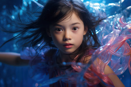 Sad woman cute portrait person girl female young girl children face beauty childhoodの素材