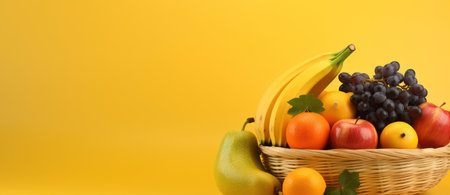 Colorful Group of Fresh and Juicy Fruits - a Healthy and Delicious Composition on a Rustic Wooden Tableの素材