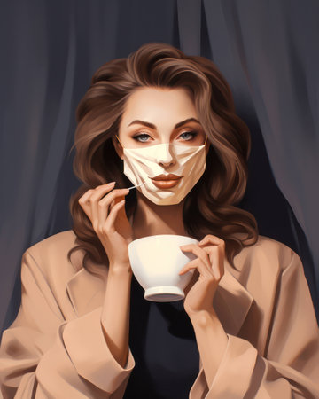 Portrait woman beauty young face white female isolated woman fashion background personの素材