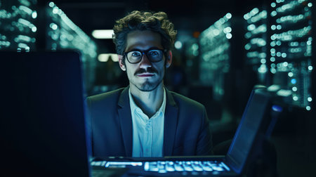 Business adult men technology young businessman working computer office male men indoor personの素材