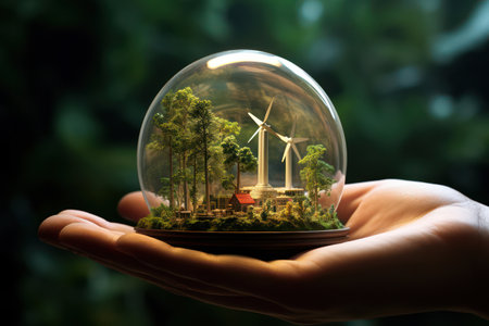 Green Energy Hand: Symbol of Environmental Innovation and Sustainable Futureの素材