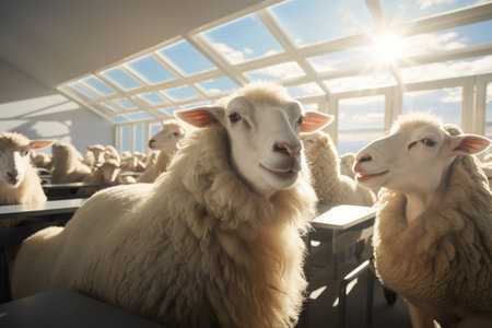 Lamb herd animals nature agriculture farming livestock background countryside sheep woolの素材