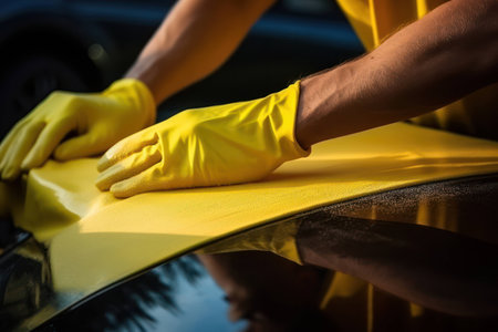 Man vehicle automobile wipe cleaning work service hand car cleaner auto washの素材