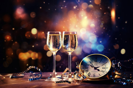 Champagne celebrate holiday year wine alcohol festive party drink eve backgroundの素材