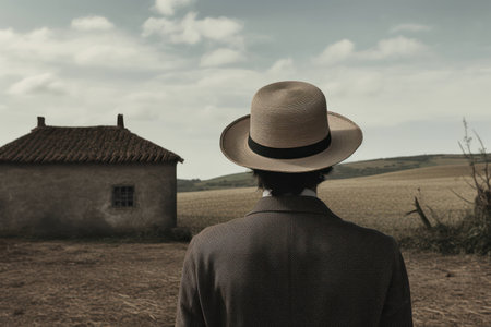 Summer man rural farming nature outdoors background person countryside agricultural farmer field male sky manの素材