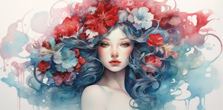 Woman model female white beauty portrait young background hair woman face art lady fashionの素材