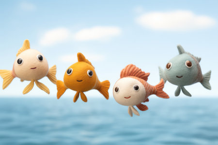Fantasy Fin: A Playful Goldfish in the Underwater World of Childhood Joyの素材
