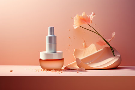 Radiant Beauty: Sparkling Collagen Serum in an Elegant Floral Bottle, a Luxurious Solution for Attractive, Soft, and Youthful Skin Ã¢â¬â Cosmetic Product Template".の素材