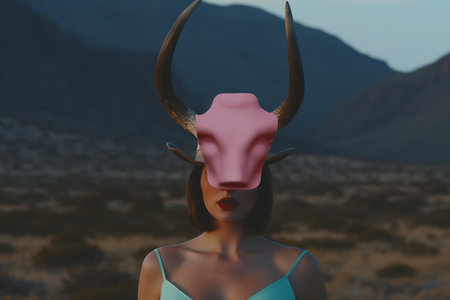 Natures Beauty: A Young Womans Adventurous Portrait in the Mountain Landscapeの素材