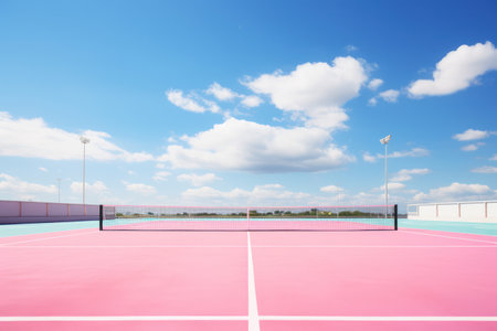 Active Recreation: The Intense Tennis Match on Green Courtの素材