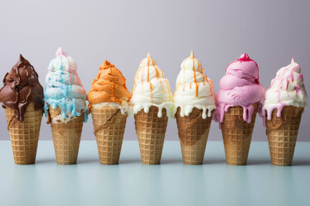 Delicious background ice dessert cold sweet cream food cone pink summerの素材
