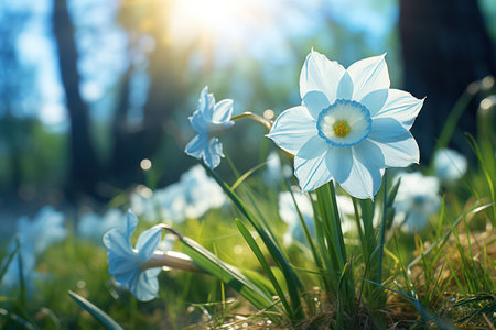 Blooming Beauty: A Colorful Floral Bouquet in a Sunny Spring Meadowの素材