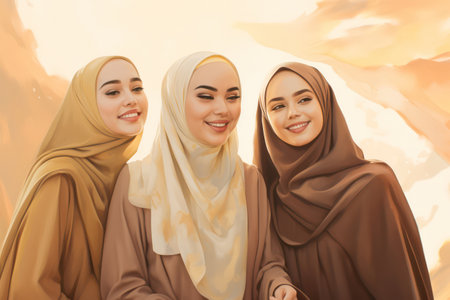 Happy Muslim Young Female: Beauty and Tradition, a Portrait of Joyful Ethnicity in a Modern Conceptの素材