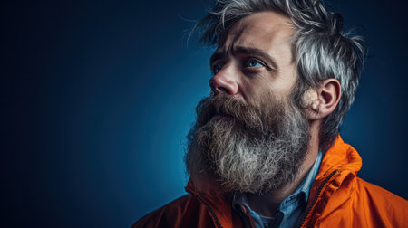 Mature, Relaxed Senior Male with Serious Expression - Isolated Studio Portraitの素材